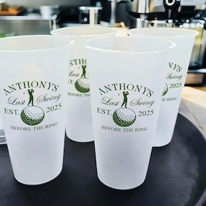 Golf Bachelor Party Drink Cups/Last Swing Before The Ring/Golf Frosted Plastic Cups/Bach Weekend Decor/Bachelor Party Favors/Groomsmen Gifts