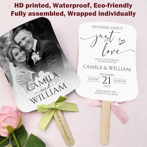 Custom Wedding Fan with Photo/Wedding Favor for Guest in Bulk/Personalized Double-sided Printed Photo Fan/Wedding Fan Church Fan/Party Favor