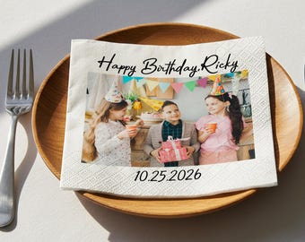 Celebration Party Favor Tableware Decorations, Personalised Photo Birthday Napkins, Cocktail Beverage Paper Birthday Party, Her Birthday
