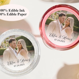 Custom Photo Wedding Cocktail Toppers/Edible Wedding Drink Toppers/Edible Cupcake Toppers/Bridal Shower Decor/Engagement/Holiday Party Decor