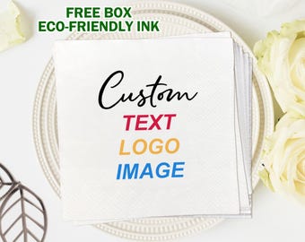 Bulk Custom Cocktail Napkins with Logo/Image/Text/Custom Printed Napkins/Personalized Paper Napkin for Baby Shower/Wedding Party Decorations