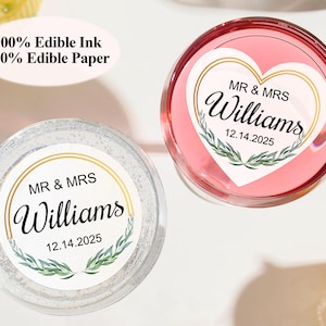 Custom Edible DRINK Toppers/Wedding Cocktail Topper/Edible Wedding Toppers/Mr and Mrs Cake Topper/Wedding Decor/Bulk Wedding Cupcake Toppers