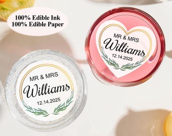 Adornos comestibles personalizados para bebidas, cócteles de boda, bodas, tartas de Sr. y Sra., decoración de boda, cupcakes de boda al por mayor.