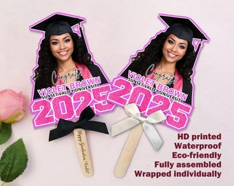 Custom Graduation Fans, Grad Fans, Class of 2025, Custom Face Fans, Handheld Fan, Face on A Stick, Graduation Big Head Cutout, Party Favors