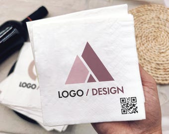 Personalized Printed Napkins Custom Cocktail Napkins with Logo, Design, QR Code Custom Napkins for Company Corporate Business Event Party