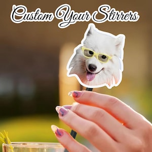 Personalized Wedding Pet Stir Sticks/Dog Pet Stir/Acrylic Cocktail Stirrers/Wedding Swizzle Sticks/Custom Face Photo Cocktail Drink Stirrer