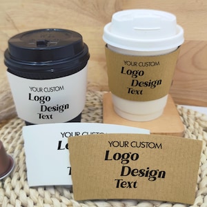Personalized Coffee Cup Sleeve/Baby Shower Decor/Custom White or Natural Brown Kraft Coffee Sleeves/Coffee Cup Sleeves for Wedding/Bar/Party