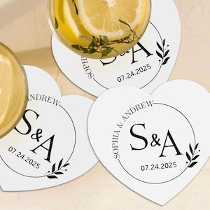 Initial Monogram Wedding Coasters | Custom Wedding Drink Coaster | Personalized Paper Coasters | Wedding Favors in Bulk | Coasters For Guest