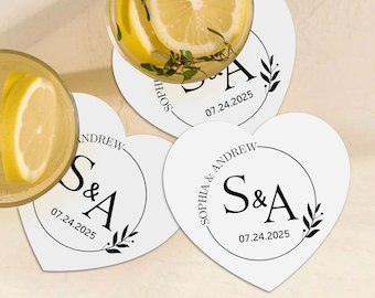 Initial Monogram Wedding Coasters | Custom Wedding Drink Coaster | Personalized Paper Coasters | Wedding Favors in Bulk | Coasters For Guest