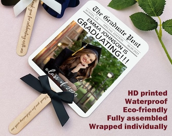 Custom Graduation Ceremony Photo Fans/Personalized Graduation Hand Fans with Bows/Congratulations Gifts/Bulk Graduation Favors for Graduates