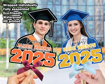 Rosto personalizado em um palito para formatura, cabeça grande em um palito, decoração de leque com rosto, lembrancinhas para festa de formatura, leques com fotos da turma de 2025 - FRETE GRÁTIS