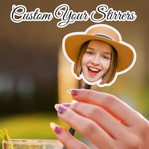 Drink Stirrers Personalized with Face/50th Birthday Stir Sticks/Custom Party Decorations/Cocktail Stirrer/Swizzle Sticks/Photo Drink Stirrer