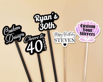 SALE Geburtstag Drink Rührer Personalisierter Name und Alter Benutzerdefinierte Swizzle Sticks Drink Marker Geburtstagsdekoration 21. Geburtstag 30