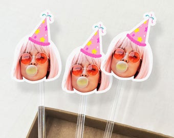Benutzerdefinierte Gesichtsfoto-Cocktail-Getränkerührer / 21.30.40.Geburtstag / Partydekorationen / personalisierte Swizzle-Rührstäbchen / Acryl-Getränkerührer