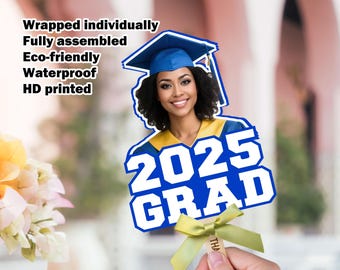 Laurea 2025/Ventilatore per laurea/Volto di laurea su un bastoncino/Regalo per laureato/Ventilatore con foto di laurea personalizzato/Teste grandi su un bastoncino/SPEDIZIONE GRATUITA