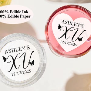 Personalized Edible Drink Toppers Quinceañera XV Design Custom Wafer Paper Cocktail Topper Birthday Decor for Cocktail Birthday Cake Toppers