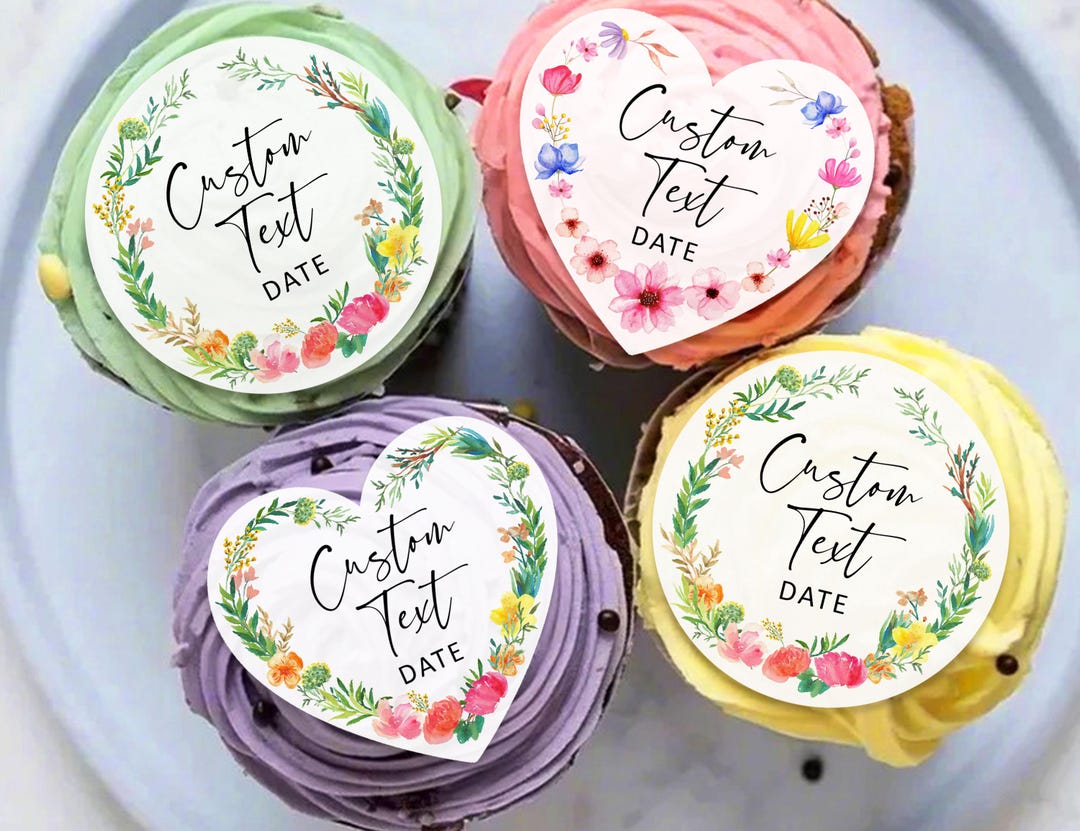 Custom Edible Cupcake Toppers Personalised Wild Flowers Edible Wafer ...
