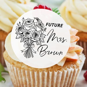 EDIBLE Future Mrs Bachelorette Party Cupcake Toppers/Bridal Shower Cocktail Topper/Bride To Be Party Drink Toppers/Wedding Party Decorations