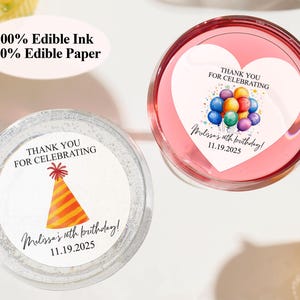 Custom Birthday EDIBLE Wafer Drink Topper, Cocktail Topper, Custom Edible Drink Topper, Birthday Party Decor, Happy Birthday Cupcake Toppers