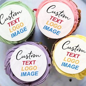 Personalized Edible Cupcake Toppers with Logo/Image/Text/Bulk Custom Edible Photo Cocktail Toppers for Birthday Party and Special Occasion