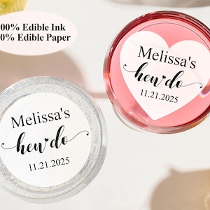 Hen, Bachelorette, Personalised Drink Toppers Heart Hen Party Cocktail Topper, Custom Hen Do Edible Drink Topper, Party Decor, Bridal Shower