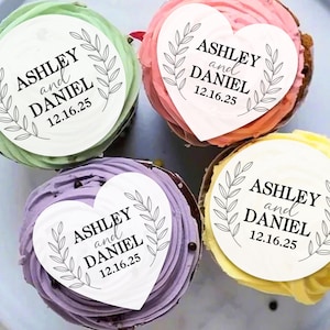 Custom Cupcake Toppers for Wedding Personalised Edible Wafer Cocktail Toppers Cupcake Toppers Pre Cut Wedding Party Engagement Celebration