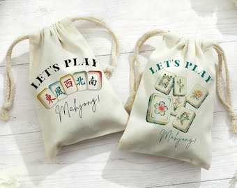 Mahjong Presents Bag/Mahjong bag/Mahjong Lover Gift Bags/Mahjong Social Club Drawstring Bags/Party Gift Bag/Reusable Storage Muslin Bags