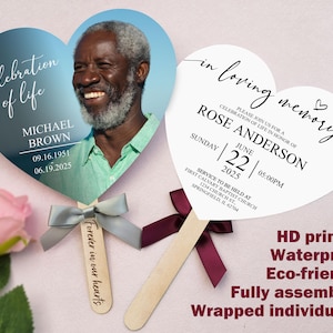Personalized Church Funeral Fan Memorial Favor for Guest in Bulk Memorial Service Fan In Loving Memory Printed Photo Fan Celebration of Life