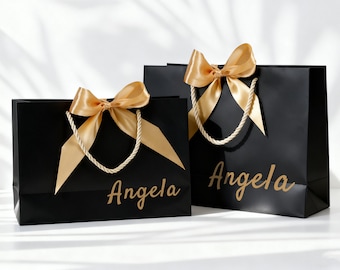 Sacolas de presente personalizadas com nome/Sacolas de presente de aniversário com fita/Sacolas de lembrancinhas elegantes/Sacolas de boas-vindas, Sacolas de presente para festa de casamento com nome em grandes quantidades