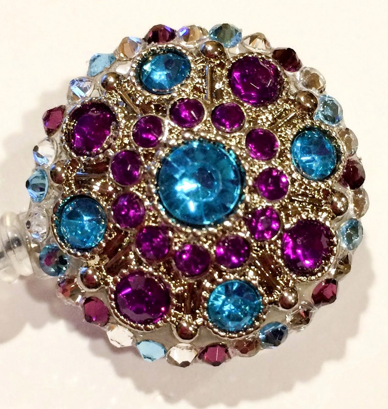 Bright Purple & Teal Swarovski Crystal Embellished ID Badge Etsy