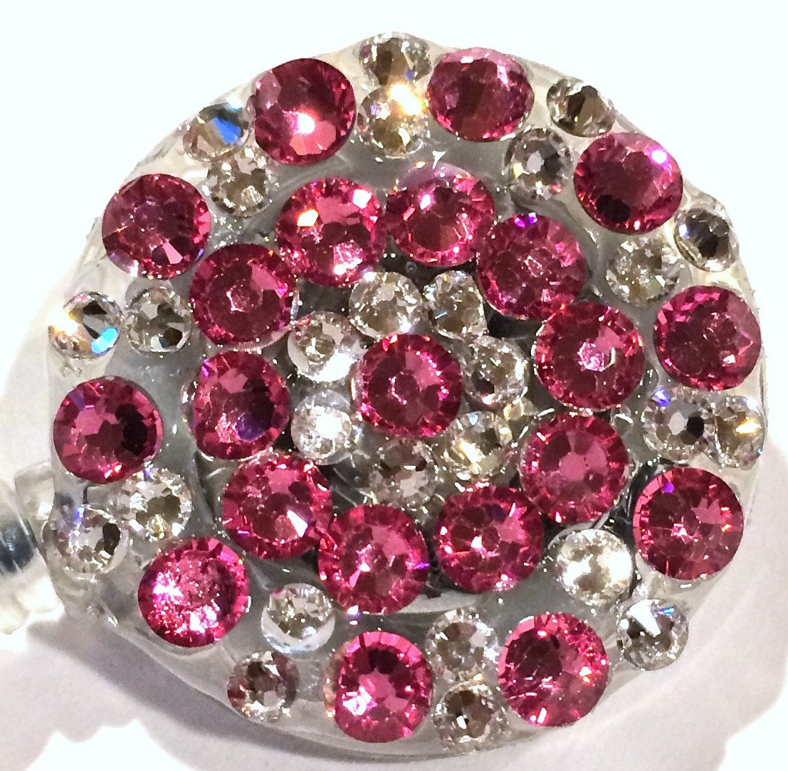 Bright Rose Pink Swarovski Crystal Embellished ID Badge Reel Etsy