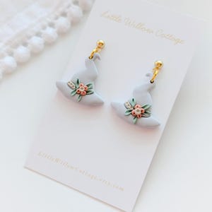 Polymer Clay | Witching Hour in Bloom Earrings | Handcrafted | Halloween Earrings | Seasonal Earrings | Floral Witch Hat Earrings