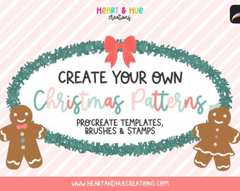 Kit de plantillas navideñas sin costuras para Procreate / Plantillas de patrones sin costuras + Pinceles de patrones / Diseños navideños / Solo para Procreate