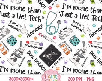 Vet Tech Seamless Files 300 DPI PNG Bundle Instant Download Digital Papers Vinyl Fabric Surface Design Veterinary Technician Design