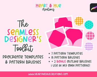 Seamless Pattern ToolKit for Procreate | Seamless Pattern Templates + Pattern Brushes | Surface Pattern Design | Procreate Only