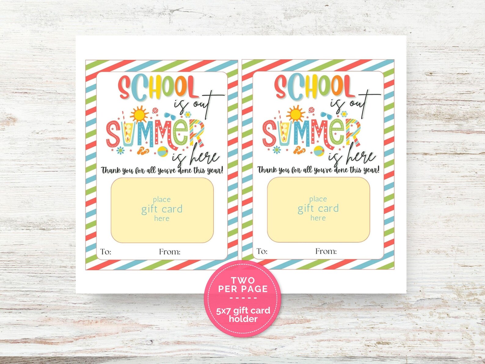 School is Out Summer is Here Thank You Gift Card Holder, Last Day of ...