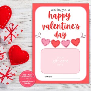 Porte-cartes cadeau Joyeuse Saint-Valentin, en vous souhaitant une joyeuse Saint-Valentin, porte-cartes cadeau imprimable, téléchargement immédiat