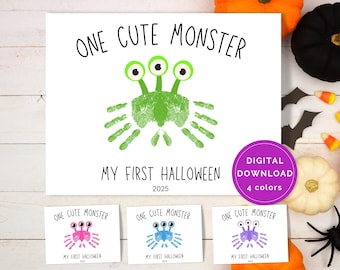 Yalikop My First Halloween “Little Bumpkin” Keepsake Craft – DIY Baby Bum Print Sign, Fall Pumpkin Decor, 5.9x5.9 Inches - View #3