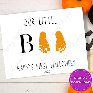 Baby&#39;s First Halloween Footprint Art Craft, Our Little Boo My First Halloween Art Keepsake Craft For Baby Infant, First Halloween Printable