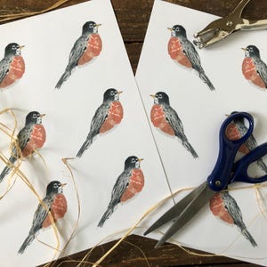 Aquarel Robin cadeaukaartjes digitale download; Cadeaukaartje lentehuwelijk; Cadeaukaartje lenteverjaardag;  Nature-cadeaukaartje; Cadeaukaartje vogel