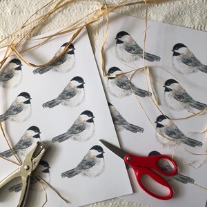 Étiquettes pour cadeaux mésange aquarelle en téléchargement numérique ; Étiquette-cadeau de mariage d'hiver ; Étiquette cadeau d'anniversaire d'hiver ;  Étiquette-cadeau Boisée ; Étiquette-cadeau Oiseau