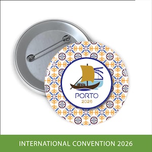 Convención Internacional 2026 St. Porto, Pin TJ, Felicidad Eterna, Pines, Regalos, Pines de la Convención TJ, Portugal, imán, pegatina