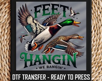 Duck Hunting DTF Transfer, Mallards in Flight Artwork, Ready to Press Heat Transfer for Hunters, DIY Hunting Apparel Design