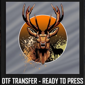 Majestic Deer DTF Transfer, Rustic Wildlife Ready to Press Iron-On, DIY Apparel Design, Nature Art for Shirts, Easy Application Print