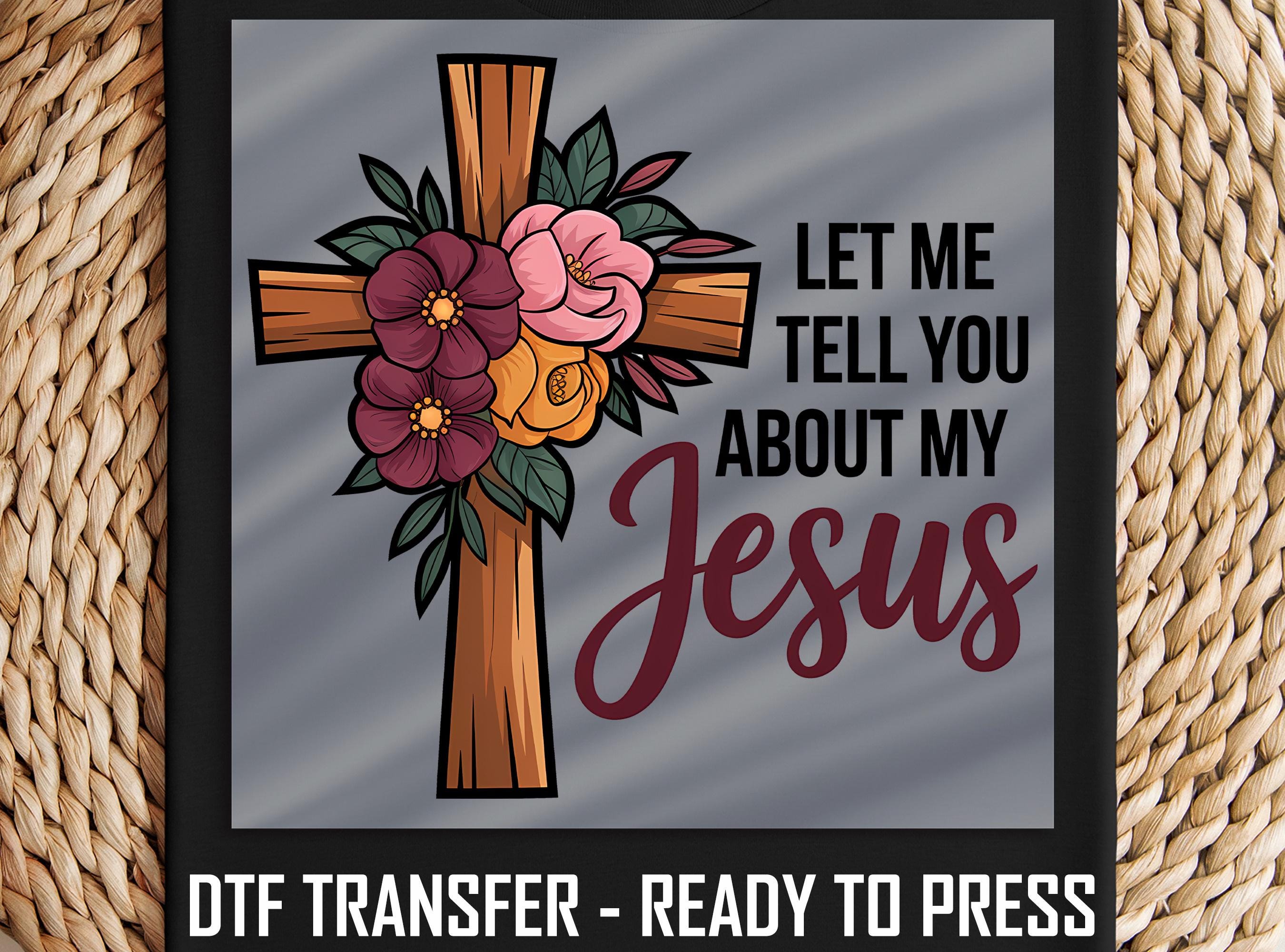 Floral Cross Jesus DTF Transfer: Christian Iron-On Design