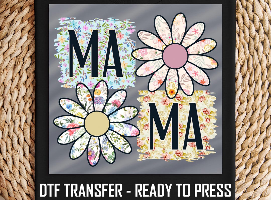 Mama Floral Dtf Transfer, Colorful Flower Print Design, Ready to Press ...