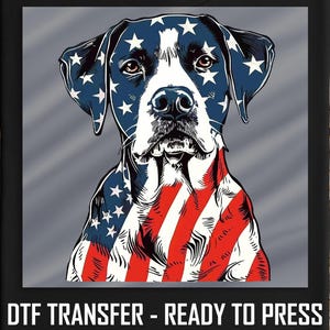 Patriotic Dog With American Flag PrintDTFTransfer,USA Stars And Stripes Pet Design,Ready To Press For July4th Shirts,HeatPress AnimalGraphic