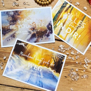 Conjunto de quadro de visão, cartões de atenção plena, cartões de afirmação, cartões motivacionais, presente espiritual, cartões postais com citações, conjunto de cartões postais com frases