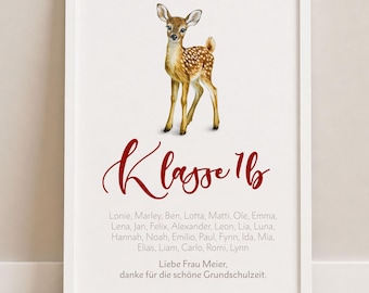 Farewell gift for a teacher, personalized poster, poster PDF print, gift for teachers, gift for primary school teachers, teacher gift