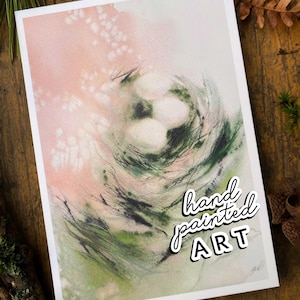 Postkarte minimalistisch Natur Grußkarte Wald abstrakt Gemälde modern Aquarell Postkarte abstrakt Natur Geschenk handmade Natur Nest